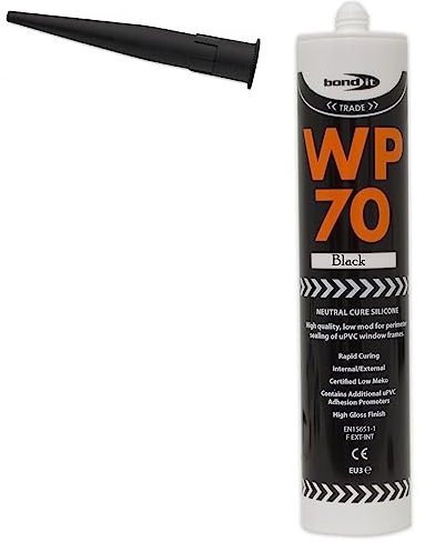 Bond-IT WP70 External Silicone Sealant Low Modulus Window Door Frame 300ml Multicolor Bath Shower Basin Window Frames Quick Drying (Black)