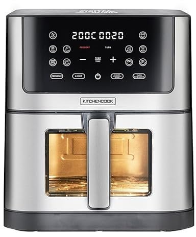 Kitchencook - Friteuse Sans Huile 8l - 8 Programmes - Minuterie Numérique - Thermostat Réglable - 1800w - Inox