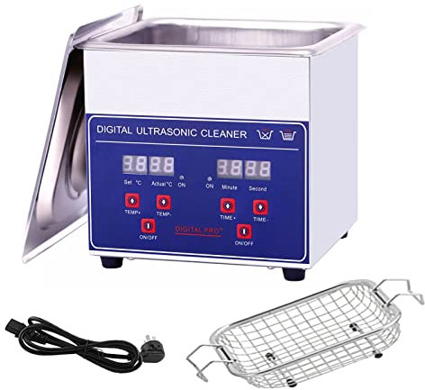 Professional Ultrasonic Cleaner,1.3L/2L/3L/4L/6L/10L/14L/15L/22L/30L Stainless Steel Ultrasonic Cleaning Machine w/Digital Timer & Heater and Stainless Steel Tank,for Glasses/Jewelry/Coins,4L