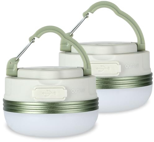 flintronic 2PC Campinglaterne Campinglampe, LED Camping Laterne USB Aufladbar mit 1800mAh Powerbank, 4 Modi SOS Leuchtmodi, Tragbar & Handlich, Notfallset für Outdoor Wandern Camping Notfall Wandern