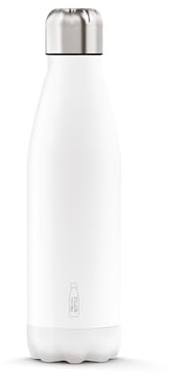 The Steel Bottle - Bouteille isotherme en acier inoxydable, isolation sous vide à double paroi, capacité 500 ml, fermeture hermétique, bouteille d'eau portable (blanc)