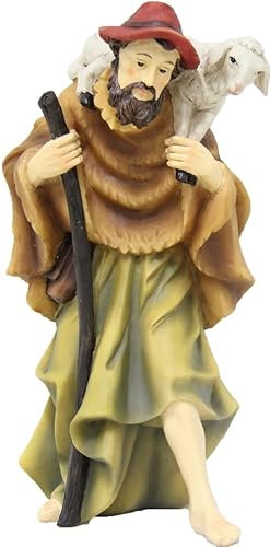 FADEDA Hirte mit Stab/Höhe:11 cm/handbemalt/detailgetreue Krippen Figuren - Weihnachten Tisch Dekoration Krippe Zubehör