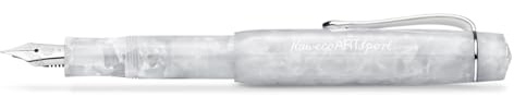 Kaweco ART SPORT Füllhalter Mineral White I Premium Füllfederhalter für Tintenpatronen mit hochwertiger Stahlfeder I Sport Füller aus Acryl 12,5 cm I Federbreite: EF (Extra Fein)