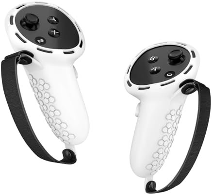 Geekria Silikon-Controller-Abdeckung, kompatibel mit Meta Quest 3, Anti-Wurf-Griffhülle, Gaming-Zubehör, VR-Handgriffe, Unibody-Design mit verstellbarem Knöchelriemen (Schwarz/1 Paar), XNP9-01