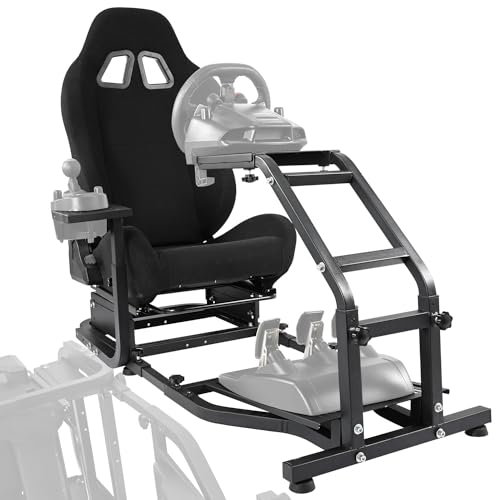 Anman Stand-up Racing Simulator Cockpit with Black Gaming Seat Fit for Logitech Fanatec Thrustmaster G25,G29,G920,G923,G27,T150,T300RS,T3pa Stable Sim Driving Cockpit,NOT Include Wheel Shifter Pedal