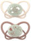 nip - Butterfly Night | 0-6 Monate | 2er Pack | Stillfreundlicher, zahnfreundlicher Babyschnuller mit Leuchtknopf inkl. Schnullerbox. Nachhaltiger Schnuller mit weichem Silikonsauger, Beige/Taupe