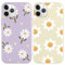 RUMDEY 2 Pack Cute Daisy Flowers for iPhone 11 Pro 5.8 Inch Phone Case,Smile Pattern Aesthetic Design Cases Soft Silicone Slim TPU Shockproof Protective Fundas for Teen Girls Women (Purple&Beige)