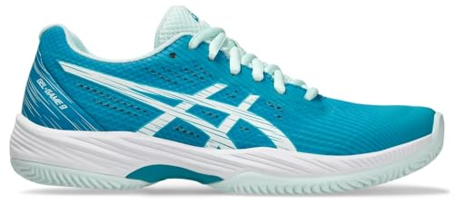 Asics Damen Gel-Game 9 Clay/OC Sneaker, Aquamarin/Weiß, 39.5 EU
