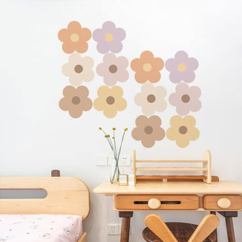 Wandsticker Schlafzimmer Kinder Wanddeko - Boho Blumen Aufkleber Sommer Wandsticker Wasserdichte Aufkleber Dekoration für Schlafzimmer 0424