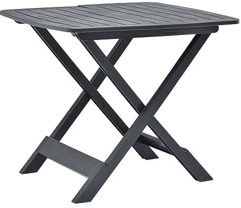Homgoday Gartentisch Klappbar Terrassentisch Balkontisch Couchtisch Gartenmöbel Tisch Esstisch Esszimmertisch Teetisch Gartentisch Anthrazit 79x72x70 cm Kunststoff