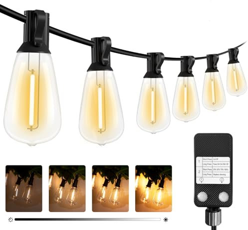 litogo LED Lichterkette Außen Dimmbar mit Timer,18.3M Lichterkette Aussen Strom mit Retro Warmweiß Glühbirnen Plastik, Wetterfest Lichterketten für Garten Balkon Party Pavillon Terrasse