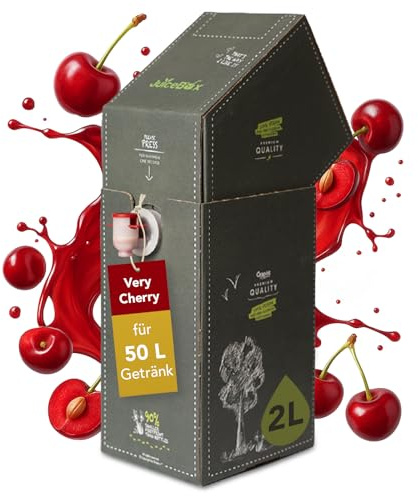 JuiceBox Sirup Light - 2 Liter ergeben 52 Liter antrinkfertiges Getränk, langanhaltend, pflanzenbasiert, köstlich & kalorienbewusst (Very Cherry)
