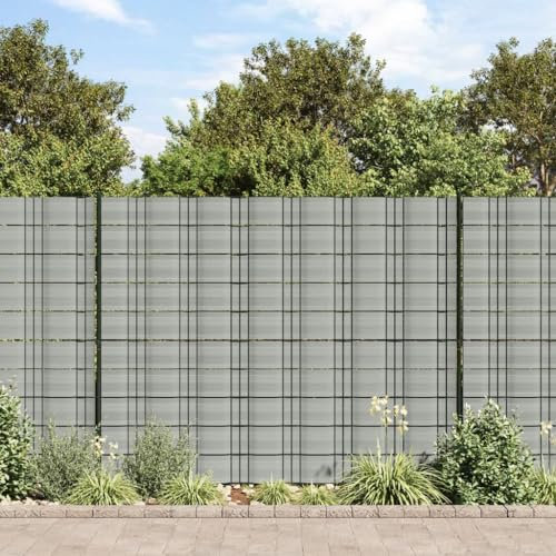 Homgoday Paravento da Esterno,Schermi Privacy da Giardino 10 pz Grigio Pietra 252,5x19 cm PVC,Separe da Esterno Giardino,Divisorio Giardino Esterno,Separe Divisorio Esterno