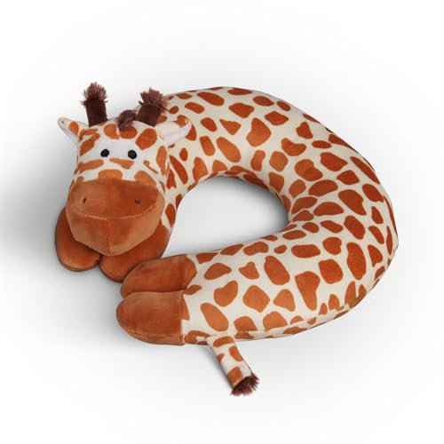 Bestlivings Nackenhörnchen Kinder (Giraffe) Tier Schlafkissen - ÖKO TEX - Reisekissen Waschbar Kopfstütze U-Förmig Nackenkissen für Auto Zug Flugzeug