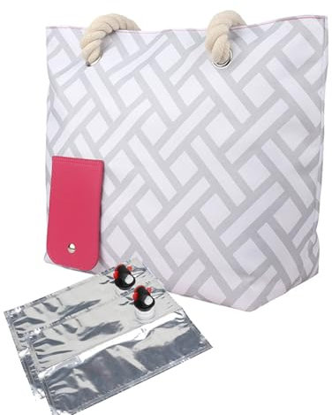Sac à Vin Plage avec Distributeur Caché/Compartiment Isolé, Sac De Transport Portable, pour Films, Concerts, Plages, Piscines, Shopping (Gris)