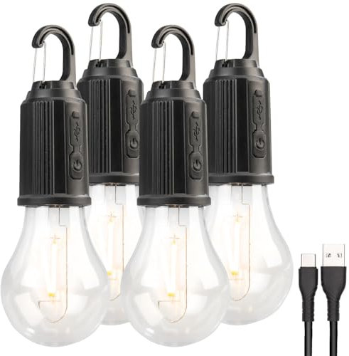 Lunartec aufladbare Glühbirne: 4er-Set LED-Akku-Glühbirnen mit je 120 Lumen, 400 mAh, USB-Ladung (Glühbirne USB aufladbar, Akku Birne, Batterie Leuchten)