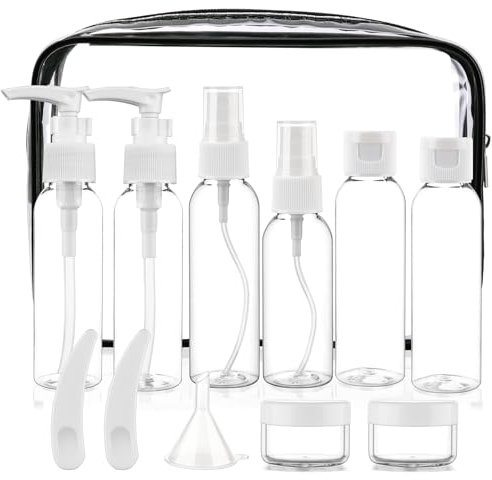 Travel Size Bottles for Toiletries 13 Pack 2oz TSA Approved Toiletry Bottles Leak Proof Travel Kit for Women Men TSA Clear Toiletry Bag Shampoo Lotion Skincare Cosmetic Container (Transparent)