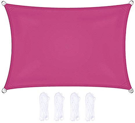 Tenda da sole per esterni, giardino, patio, vela, baldacchino, impermeabile, blocco UV, 3 x 5 m, colore rosa