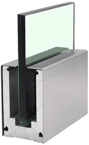 HDYZJQ glasgeländer Klare Aluminium-Regalhalterung, Glasklemme, quadratischer Glasgeländer-Clip-Halter, Glasgeländer-Pfostenklemmen/Handlauf für Villa, Flur, Treppendeck(1M/3.3ft Base Grooves)