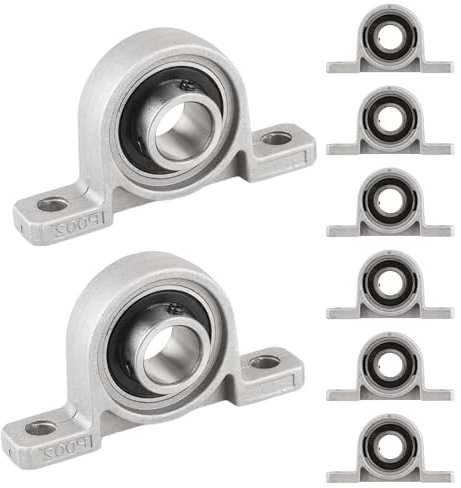 MIVIDE 8 Stück KP004 Stehlager Gehäuselager 20mm, Flanschbohrung, Kugellager Lagerbock, Silber Zinklegierung Wellenlager, Lagerbock Stehlager 20mm für Druckmaschinen, 3d - Drucker