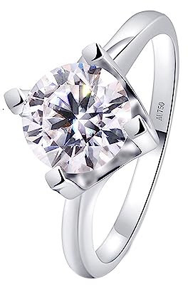 Tolldek 18K 750 Weißgold Echter Schmuck Ring, Solitärring Eheringe mit Labor Erstellt Diamant 0.8ct, Au750 Gold Verlobungsring Hochzeitsring Trauringe für Damen, Weißgold, Gr.57
