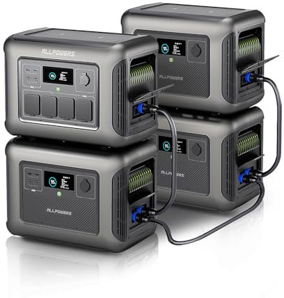 ALLPOWERS Tragbares Powerstation R1500 mit 3X Erweiterungsbatterie B1000, Kapazitätserweiterung von 1152Wh auf 4608Wh, 43 dB USV LiFePO4 Solargenerator für Camping, Party, Wohnmobil, Heimgebrauch