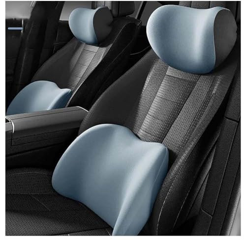LPOJUHBSWAR Auto Lendenkissen Nackenkissen Kit für Audi Q3 8U 2011-2025, Autositze Kopfstütze Lendenwirbelstütz Rückenstütze Kissen Zubehör,E/Blue