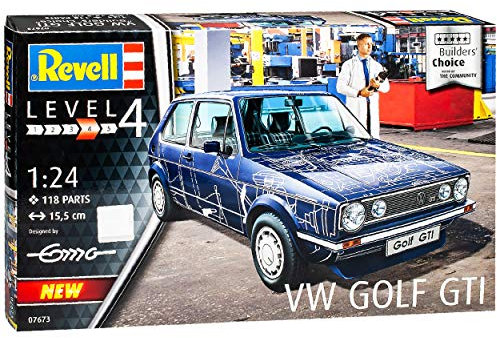 Volkwagen Golf I 1 G-T-I 3 Türer Blau Builders Choice 1974-1983 07673 Bausatz Kit 1/24 Revell Modell Auto mit individiuellem Wunschkennzeichen