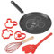 Prestige Disney Pancake Pan & Utensil Set, Pancake Turner/Mini Pancake Mould Set x 3 / 24cm Pancake Pan/Balloon Whisk Small, Red, Grey