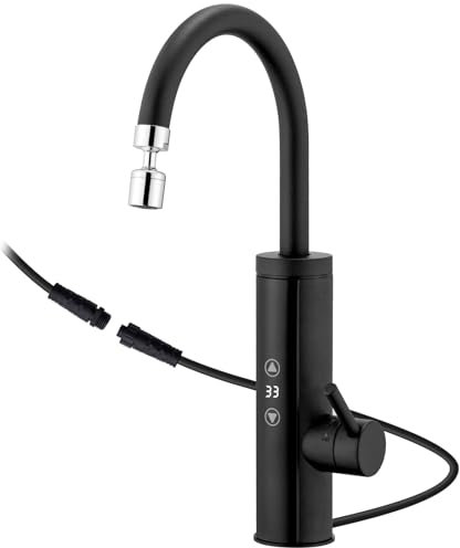 HOMELODY Elektrischer Wasserhahn mit Durchlauferhitzer 230V, 3400W Wasserhahn Küche mit Touch-Temperaturregler, Anti-Spritz Edelstahl Küchenarmatur, Durchlauferhitzer Küche, Garten & Camping
