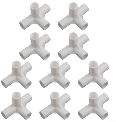 10 Stück Zeltstangen-Verbinder für Zelte, Gartenpflanzen, Kleiderschränke, Innendurchmesser 16 mm (90-Grad-Kreuz)