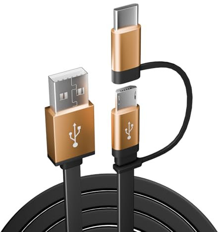 2 in 1 Multi Charger Cable, [1M] Multiple USB Cable with Type C/Micro USB Port, Flat USB C Cable Cable for Samsung Galaxy S24/S23/S22/A13/A54/S6/S7/S7 Edge