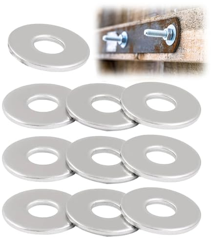 M10 Washers, 10Pcs M10 x 30mm Flat Penny Washers Stainless Steel – Metal Washers for Screws and Bolts, 2mm Thick Large OD Repair Spacers for DIY and Industrial Use