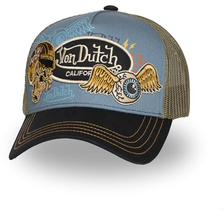 Von Dutch Trucker-Kappe mit Netz für Erwachsene, bedruckt mit Patches
