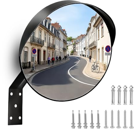 Safety Convex Traffic Mirror for Driveway, Traffic Road Mirror with Wall Mount Bracket - Adjustable Wide Angle for Garage, Driveways, Parking, Warehouse,Traffics, Degree Panorama (30 cm/12 in)