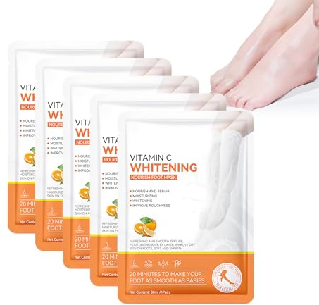 Fußmaske Hornhaut 5er Pack, Feuchtigkeitsspendende Fussmaske Socken, Anti Aging Exfoliating Socken Fußschälmaske Hornhaut Socken, Enthält Vitamin, Feuchtigt Die Füße, Foot mask