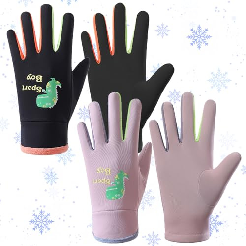 MLPKOI 2 Pares Guantes Niños, Guantes de Esquí para Niños, Gguantes de Nieve Impermeable, Guante de Invierno Cálido, para Esquí al Aire Libre Ciclismo Patinaje Niño Niña de 3 a 7 Año
