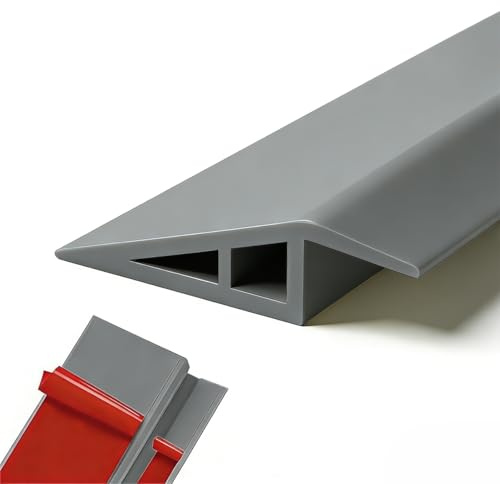 Rusoz Floor Transition Strip Double Sided Self Adhesive Door Threshold Strip for Doorways, Laminate Carpet Tile Floor Gap Cover, Cuttable PVC Edge Trim(7–10mm Height Difference, Grey)