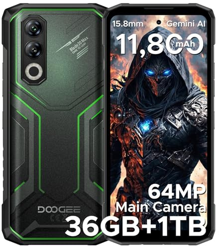 DOOGEE Blade 20 Max Rugged Smartphone, 1TB+36GB Telefono Indistruttibile, 11800mAh/33W, MTK Helio G100 Octa Core, 6.6 120Hz, 64MP+20MP+16MP, Android 15/NFC/4G Dual SIM/Face ID