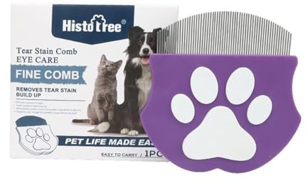 Flohkamm für Katzen, Haustier-Gesichtskamm, Mini Flohkämm mit Feinen Zähnen | Gebogene Bürste zur Entfernung von Losehaar & Tränenflecken, Edelstahlzähne für Hunde Katzen, Sicher für Empfindliche Haut