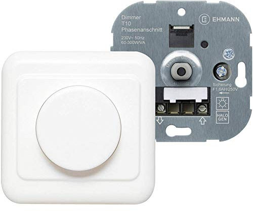 Ehmann 1060c0000 Unterputz-Dimmer geeignet für Leuchtmittel: Glühlampe, Halogenlampe, reinweiß