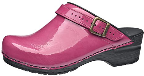 Sanita Freya | Sabots Ouvert | Produit Original Fabriqué à la Main pour Femme | Assise Plantaire de Forme Anatomique avec Mousse Souple | Bride de Talon réglable | Rose Fuchsia | 36 EU