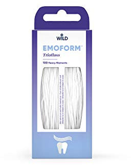 Emoform Triofloss, fils de nylon cardés, pour nettoyer les espaces interdentaires sous les bridges, et appareils dentaires