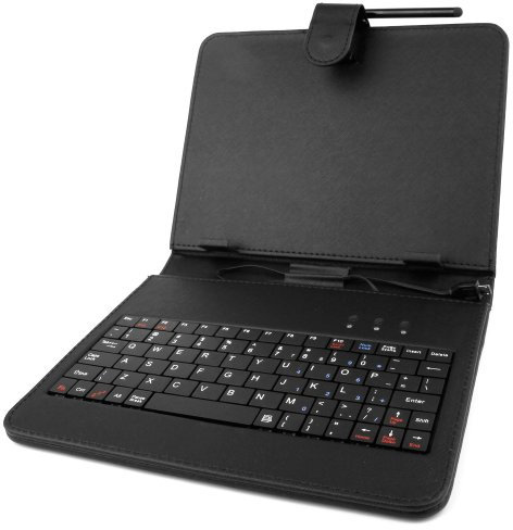 DURAGADGET Black Case with QWERTY Keyboard + Stylus - Compatible with Archos 70 Internet Tablet|7c Home|Arnova 8 G2 Dual|Arnova 8 G3|Arnova 8 G2|Arnova 8b G2|Arnova 8c G3|80 Gen 9|ChildPad - Tab 7