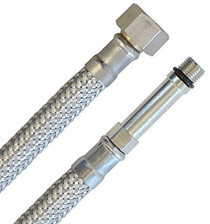 H2O-Flex® Panzerschlauch 3/8 Überwurfmutter (ÜM/IG) x M10x1 AG lang 1500mm Flexschlauch DN8 Armatur Anschlussschlauch Verbindungsschlauch Wasserzulauf Schlauch mit Trinkwasserzulassung…