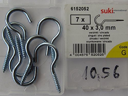 Suki Schraubhaken offen, 40 x 3 mm, Stahl verzinkt, 7 Stück, 6152052
