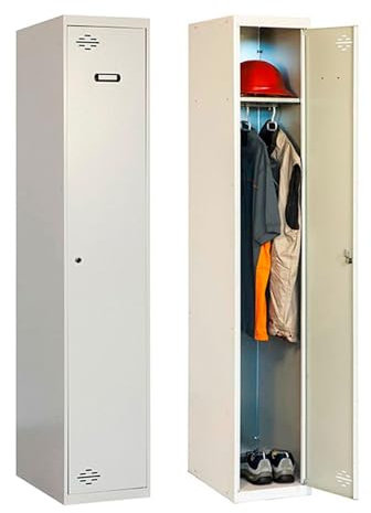SimonRack Taquilla Vestuario Metálica, 1 Puerta, Incluye Llave, 1800x400x500 mm, Gris - Simonlocker