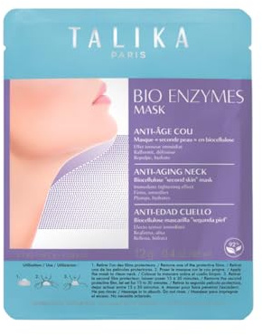Talika Bio Enzymes Mask Neck - Smoothing Anti-Aging Neck Mask - Biocellulose Moisturising Neck Mask - Second Skin Effect Beauty Sheet Mask - 12g
