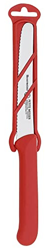 Messermeister 4.5” Serrated Tomato Knife with Matching Sheath, Red - German 1.4116 Steel Alloy - Rust Resistant & Easy to Maintain - Handcrafted in Santa Catarina, Portugal