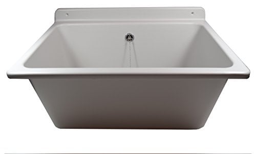 SANIT Waschtrog mit Überlauf (grau, Ausgussbecken aus Kunststoff, Fassungsvermögen 35 l, Breite oben 540 mm / unten 400 mm)